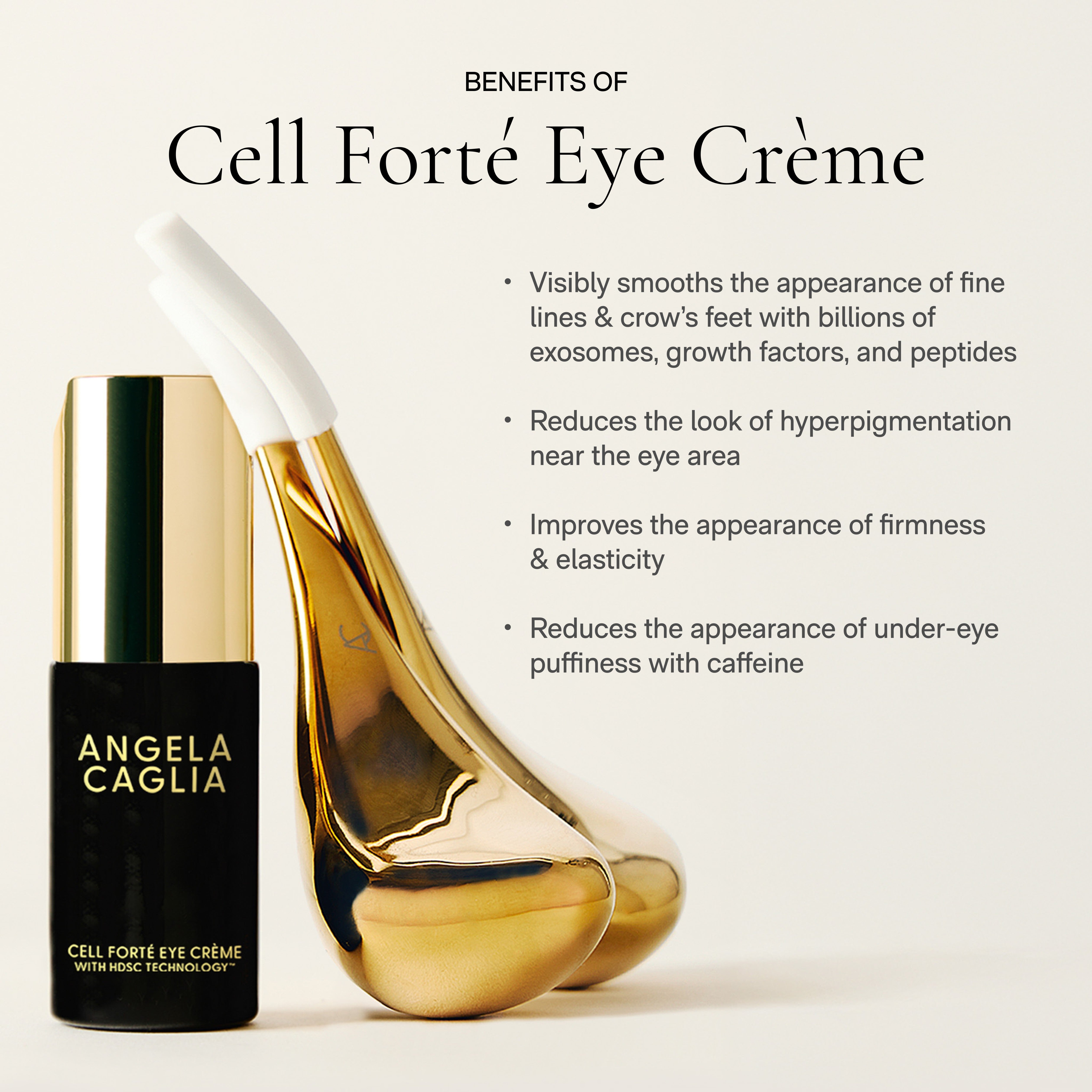 Angela Caglia Cell Forté Eye Crème with product details on a white background