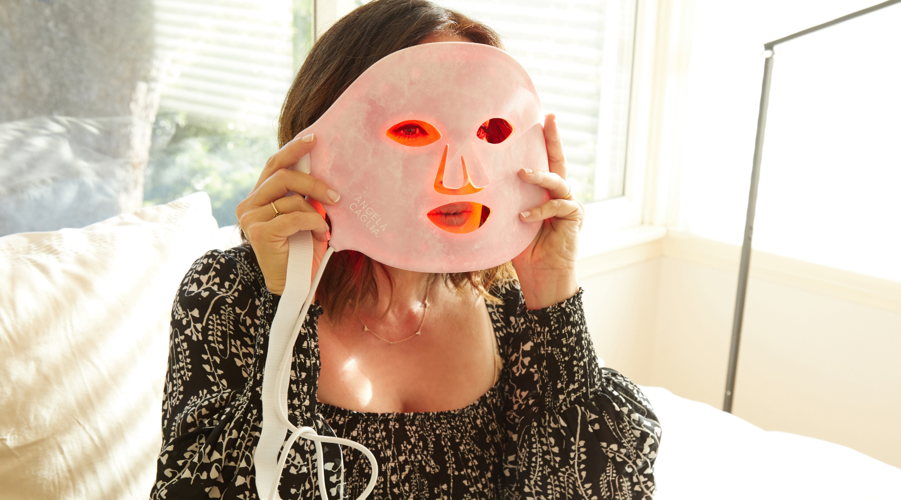 Model wearing Crystal LED Face Mask