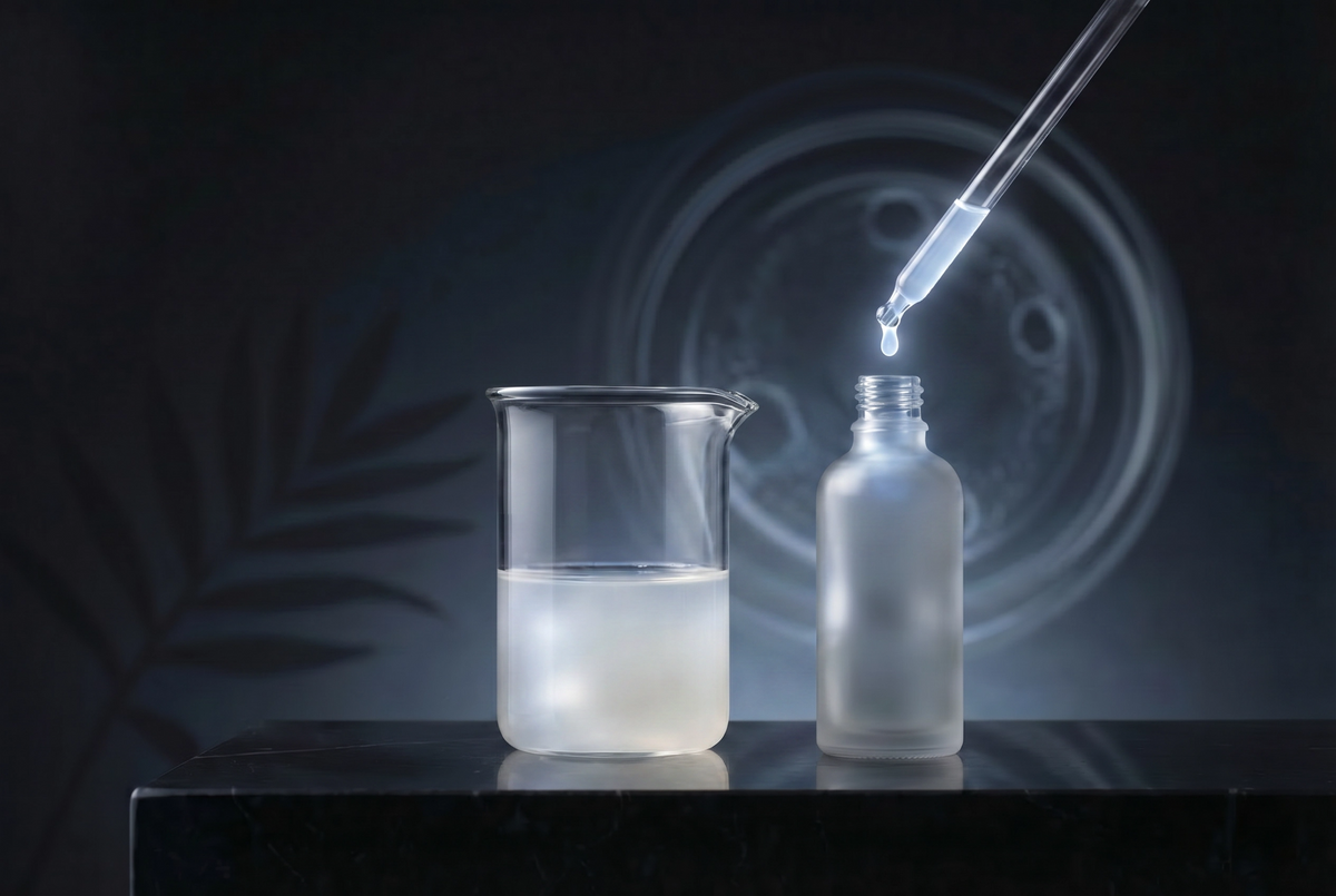 beaker with human stem cell conditioned media with dropper