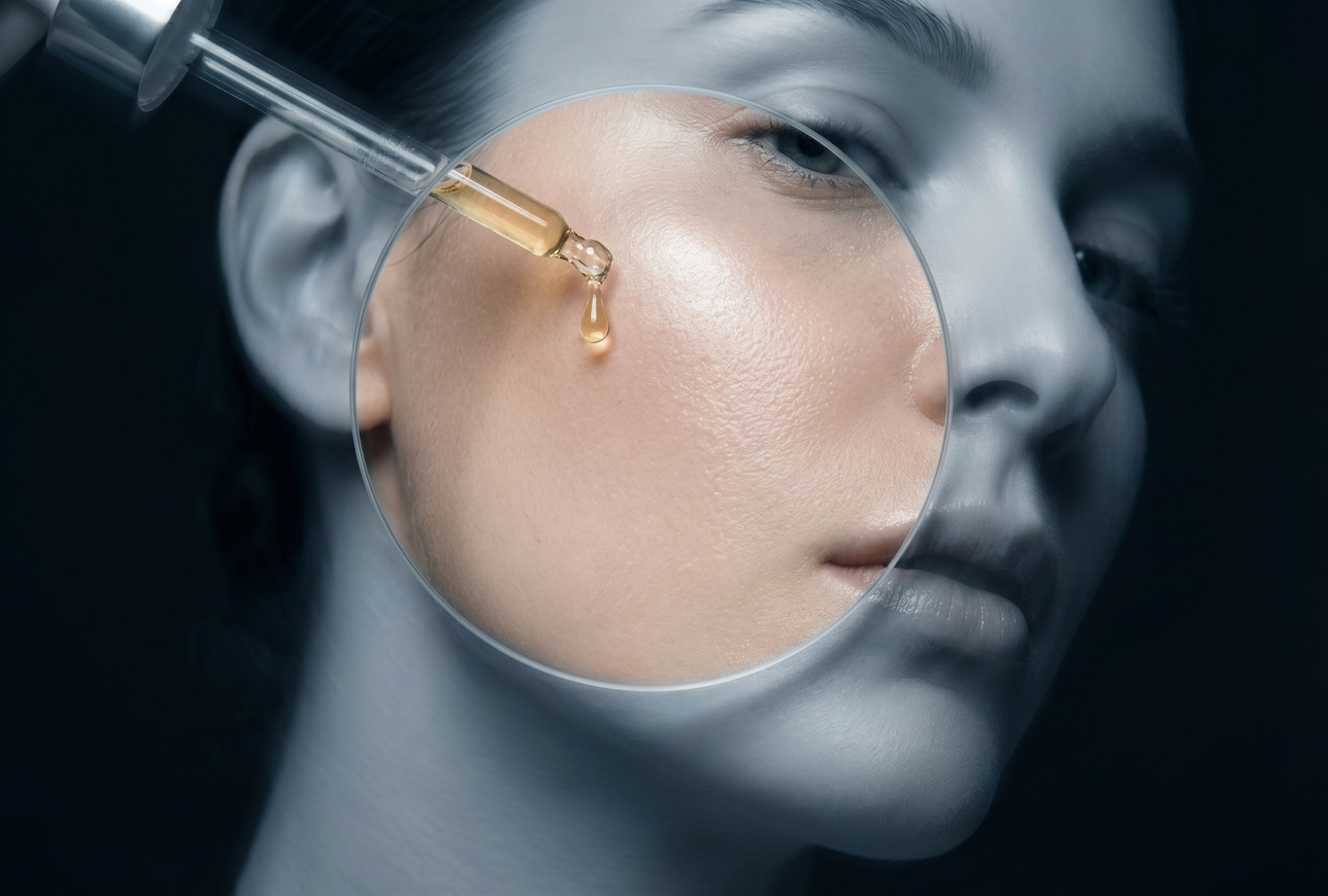 stem cell face serum on skin